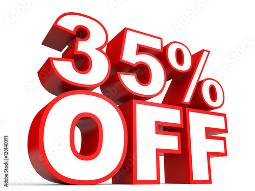 Discount 35 percent off. 3D illustration on white background.