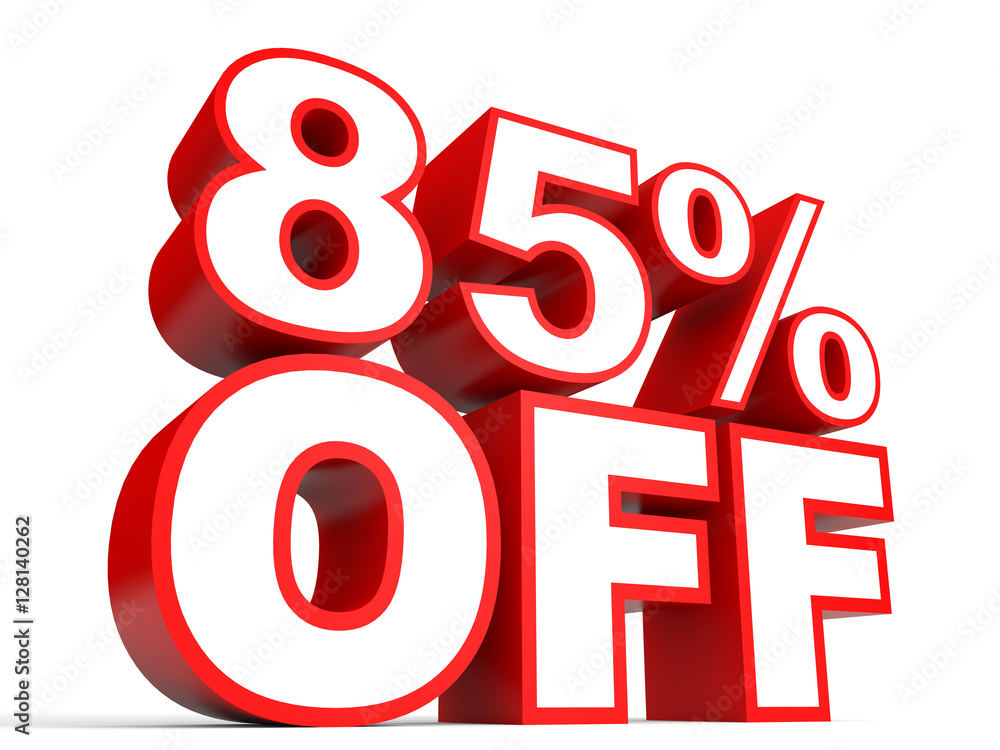 Discount 85 percent off. 3D illustration on white background. Discount 85 percent off. 3D illustration on white background.