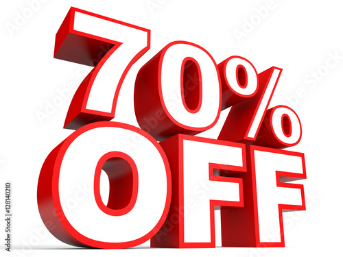 Discount 70 percent off. 3D illustration on white background.