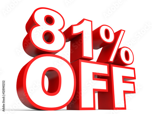 Discount 81 percent off. 3D illustration on white background.