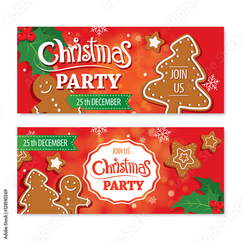 Invitation merry christmas banner and card design template. 