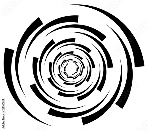 Circular element with random radiating lines. Radial circles spi