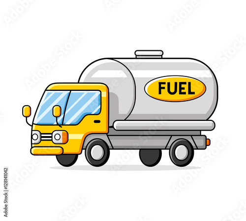 Fuel truck isolated. Oil or gasoline transportation icon.