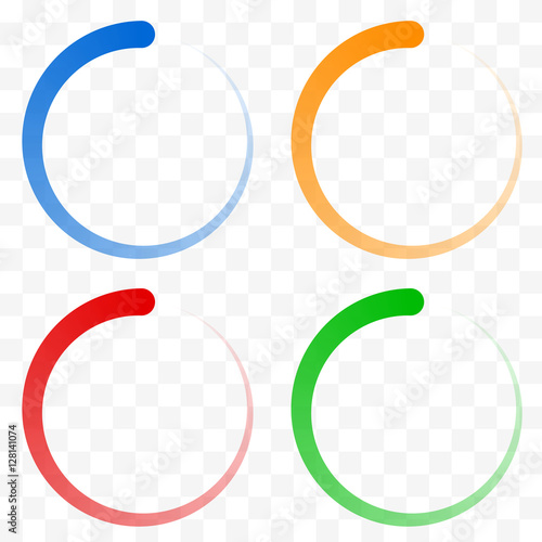 Preloader, buffer shapes symbols. Fading transparent circles