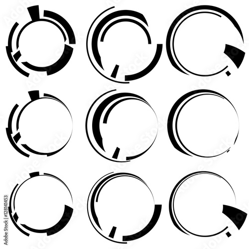 Circular geometric shapes. Circles with irregular lines. Abstrac