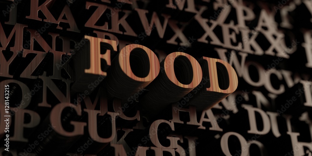 Food - Wooden 3D rendered letters/message.  Can be used for an online banner ad or a print postcard.