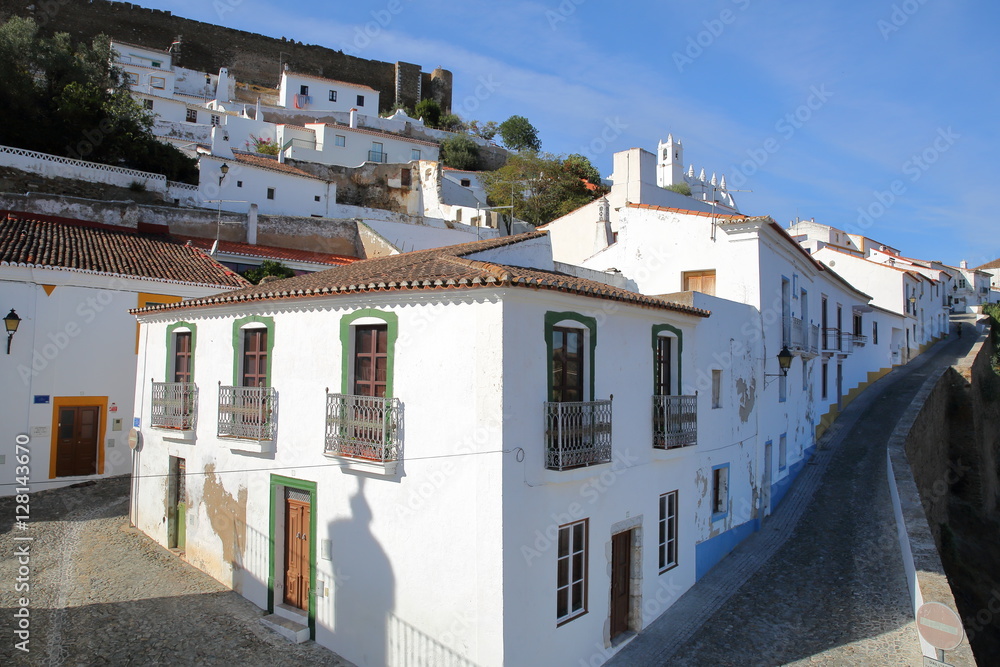 MERTOLA, PORTUGAL: View of the whitewashed houses from the clock tower