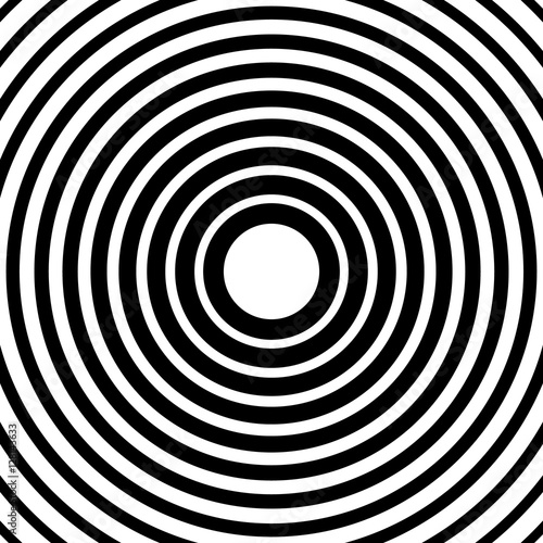 Concentric circles, radial lines pattern(s). Monochrome abstract
