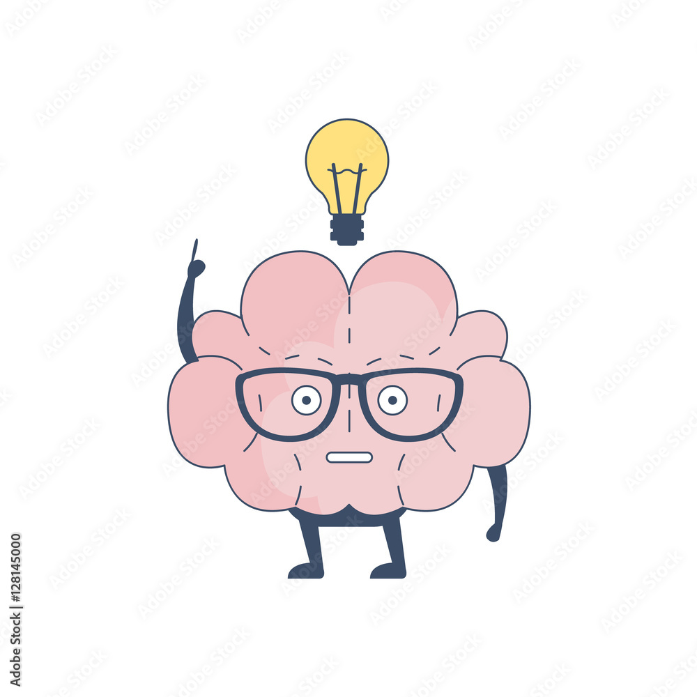 Brain Has And Idea Comic Character Representing Intellect And