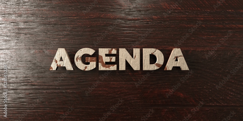 Fototapeta premium Agenda - grungy wooden headline on Maple - 3D rendered royalty free stock image. This image can be used for an online website banner ad or a print postcard.