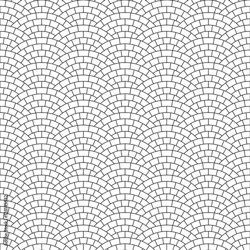 Black and white pavement stone road seamless pattern, vector background