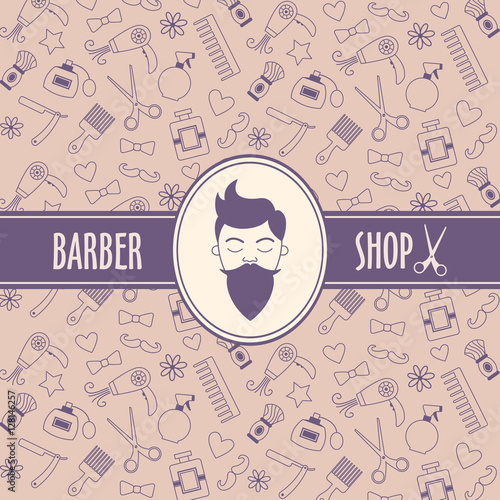 Barber shop vector pattern. Barber shop background.