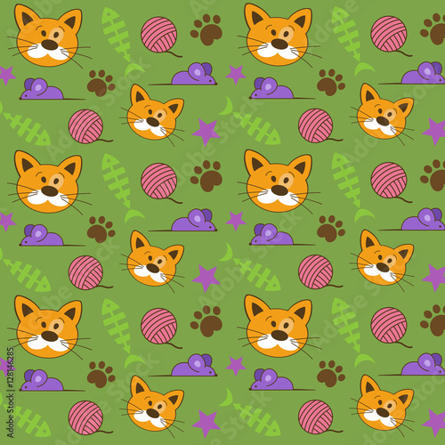 Vector pattern. Background with a cat.
