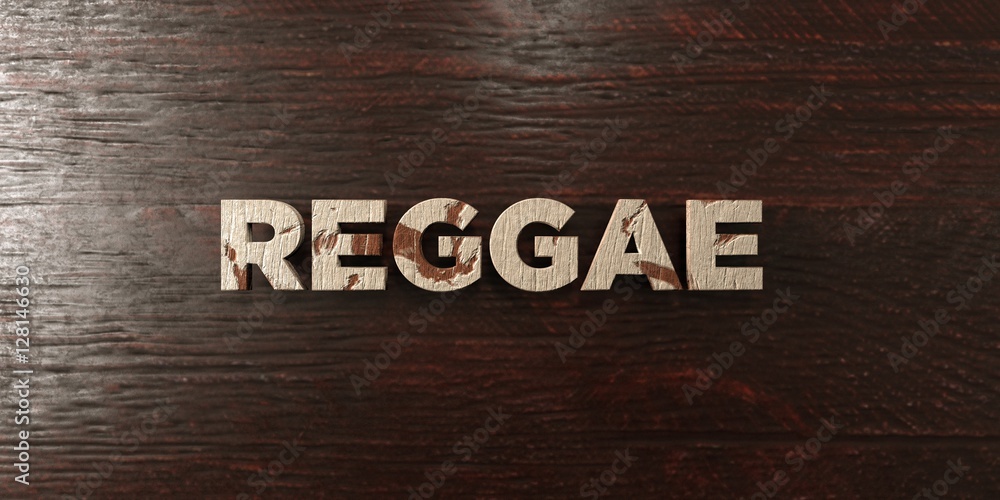 Fototapeta premium Reggae - grungy wooden headline on Maple - 3D rendered royalty free stock image. This image can be used for an online website banner ad or a print postcard.