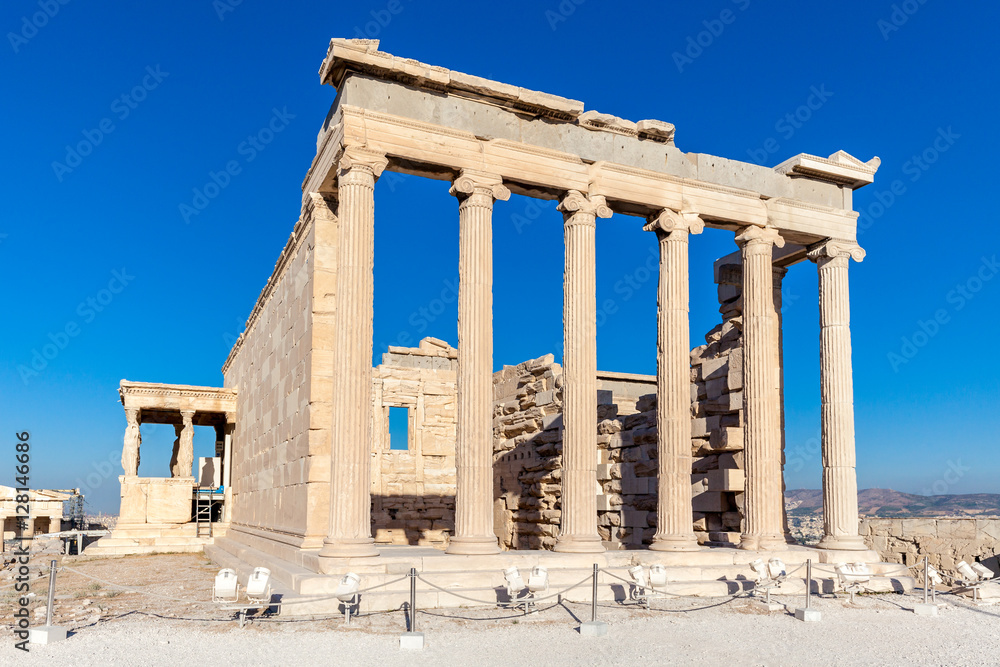 Erechtheum temple with caryatid porch on the Acropolis in Athens, Greece

