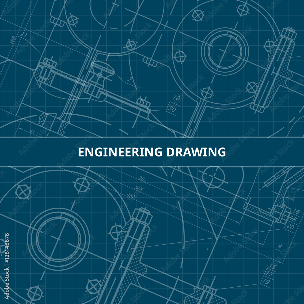 Fototapeta premium Mechanical Engineering drawing. Engineering Drawing Background. Vector.