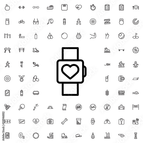 heart rate watch icon illus...