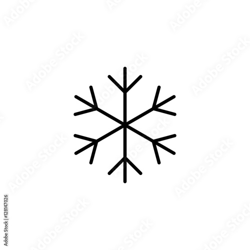 snowflake snow freeze winter thin line outline icon black on whi