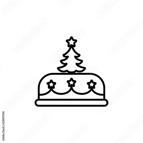 xmas christmas cake biscuit line icon white and black