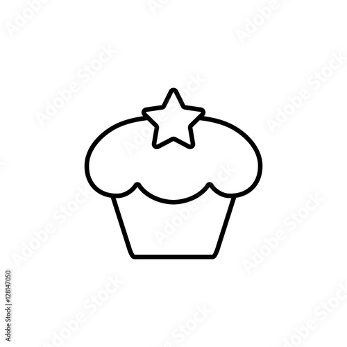 cake cupcake sweet baked biscuit dessert line icon black and whi