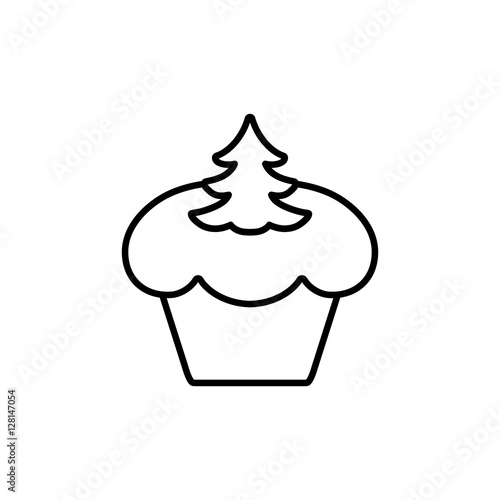 cake cupcake sweet baked biscuit dessert line icon black and whi