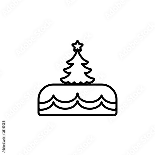 xmas christmas cake biscuit line icon white and black