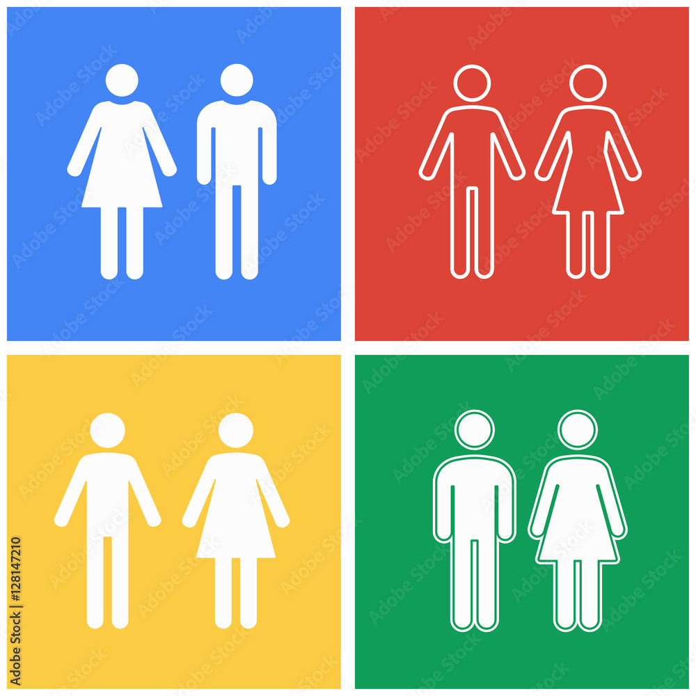 Man and Woman restroom icon set. Man and Woman restroom icon set.