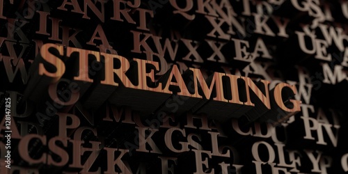 Streaming - Wooden 3D rendered letters/message. Can be used for an online banner ad or a print postcard.