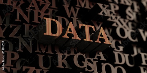 Data - Wooden 3D rendered letters/message. Can be used for an online banner ad or a print postcard.