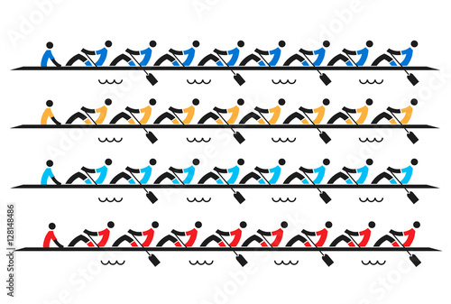 Rowing race eights.
Stylized drawing eights rowing race.Vector available.