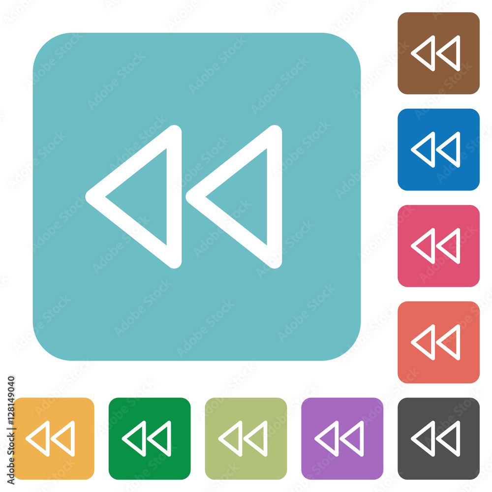 Media fast backward square flat icons Media fast backward square flat icons
