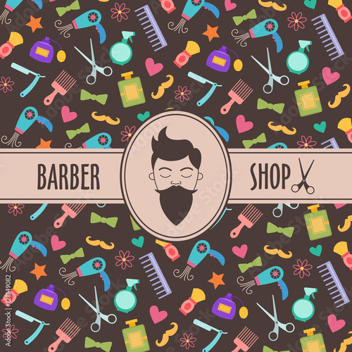 Barber shop vector pattern. Barber shop background.