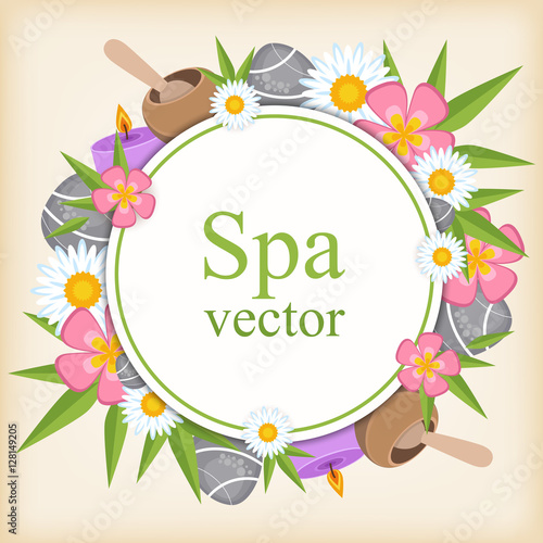 Spa vector round banner. Design for spa salon and beauty salon.