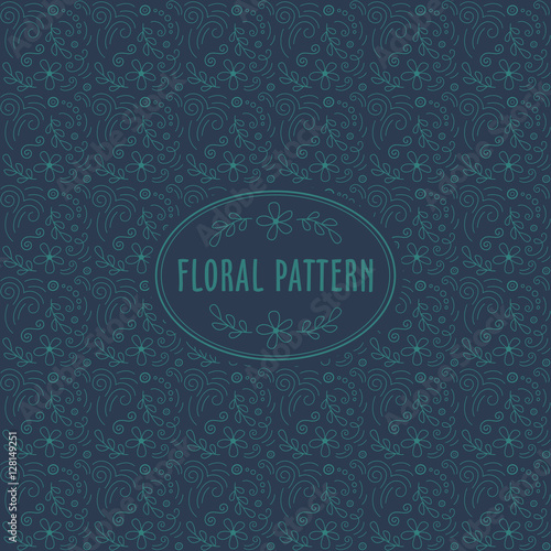 Floral background. Seamless vector pattern. Linear style flowers.