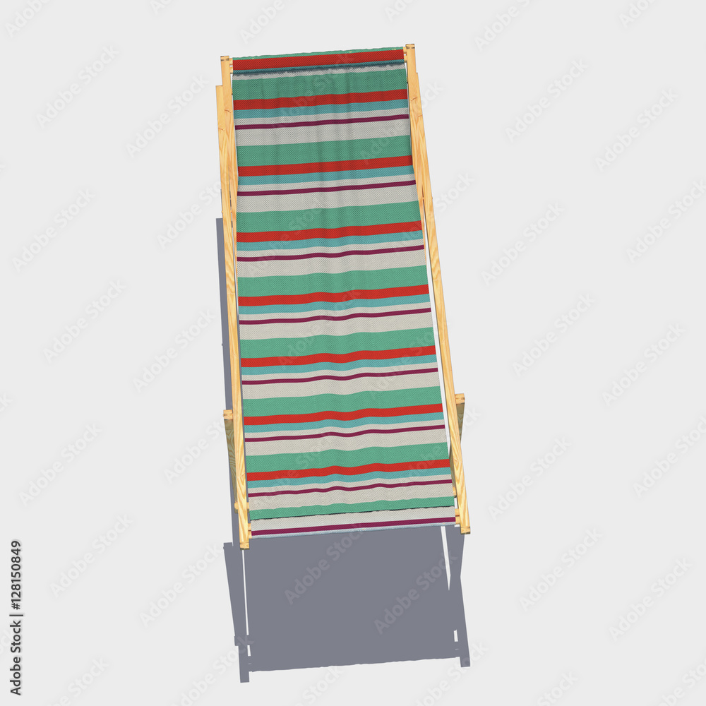 Deckchair with red stripes and shadows top view