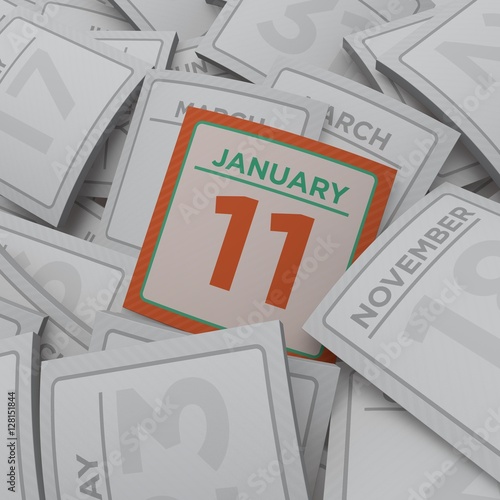 3d rendering random calendar pages january  11
