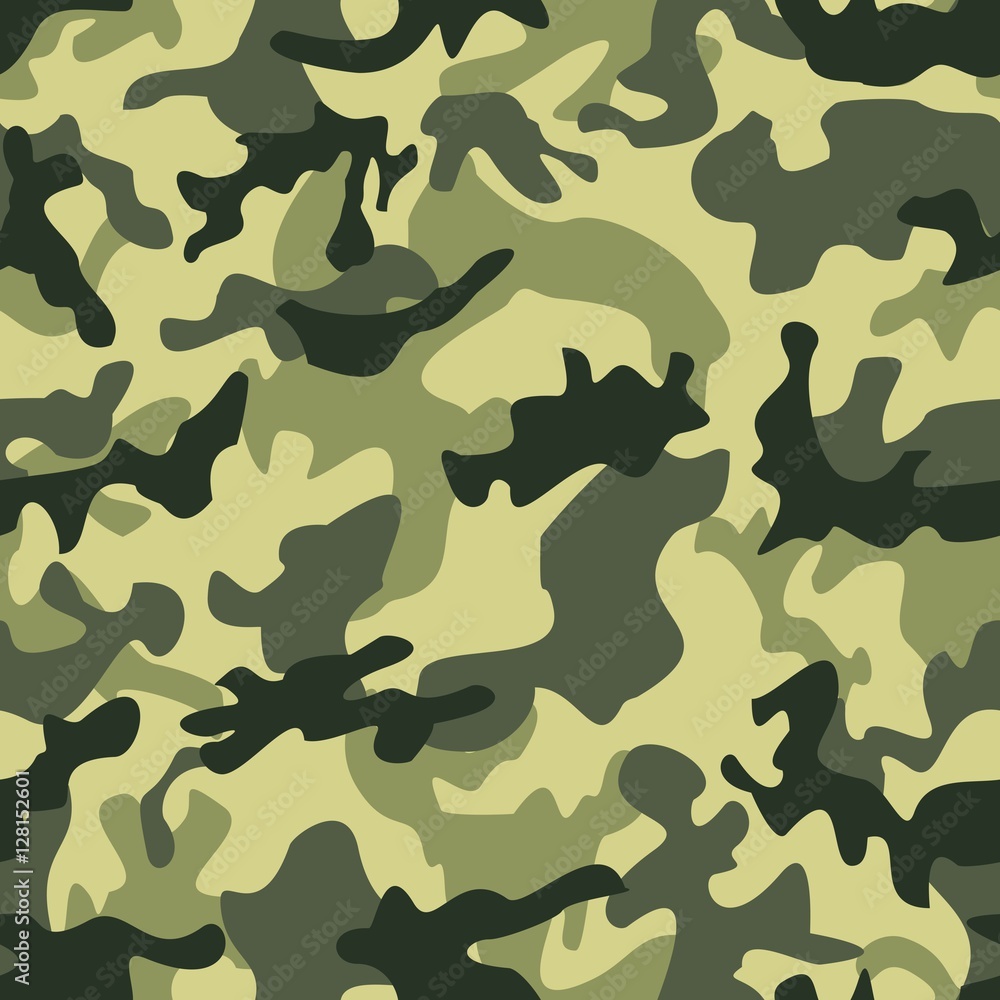 Camouflage seamless pattern. Shapes of foliage and branches. Woodland style.