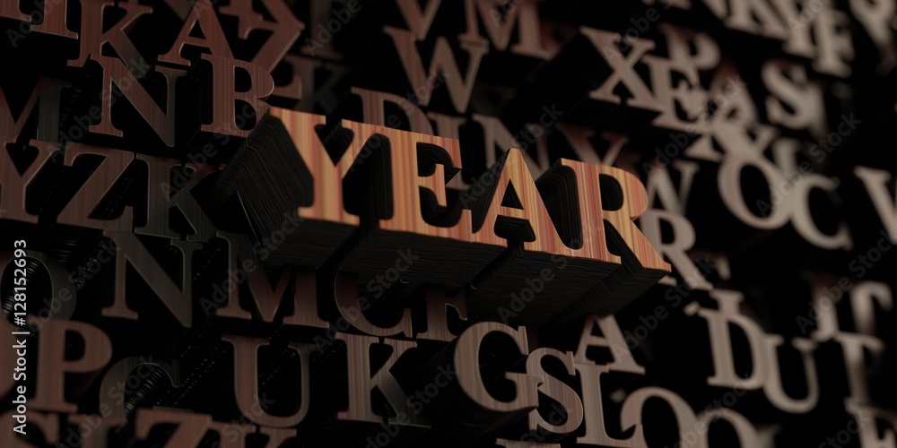 Year - Wooden 3D rendered letters/message. Can be used for an online banner ad or a print postcard. Year - Wooden 3D rendered letters/message. Can be used for an online banner ad or a print postcard.