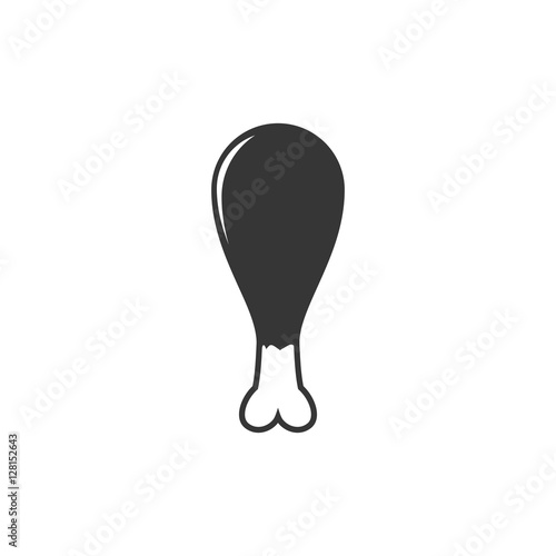Chicken or turkey leg icon fried food. Drumstick