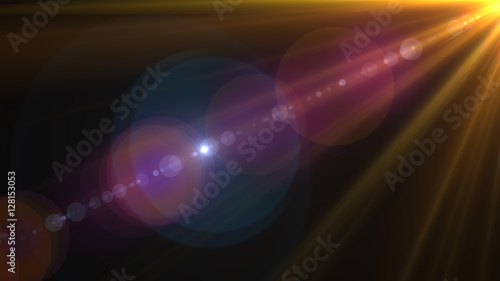 Photos abstract lens flare yellow light over black background