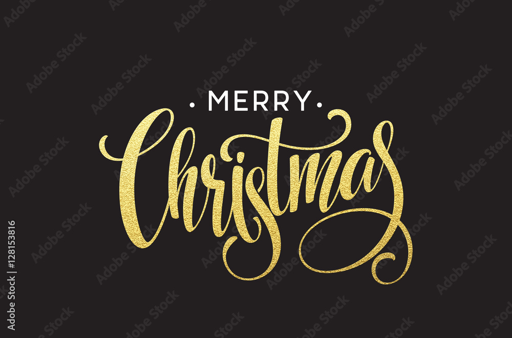Gold glitter Christmas lettering design. Merry Christmas greeting card with golden glittering. Vector illustration Gold glitter Christmas lettering design. Merry Christmas greeting card with golden glittering. Vector illustration