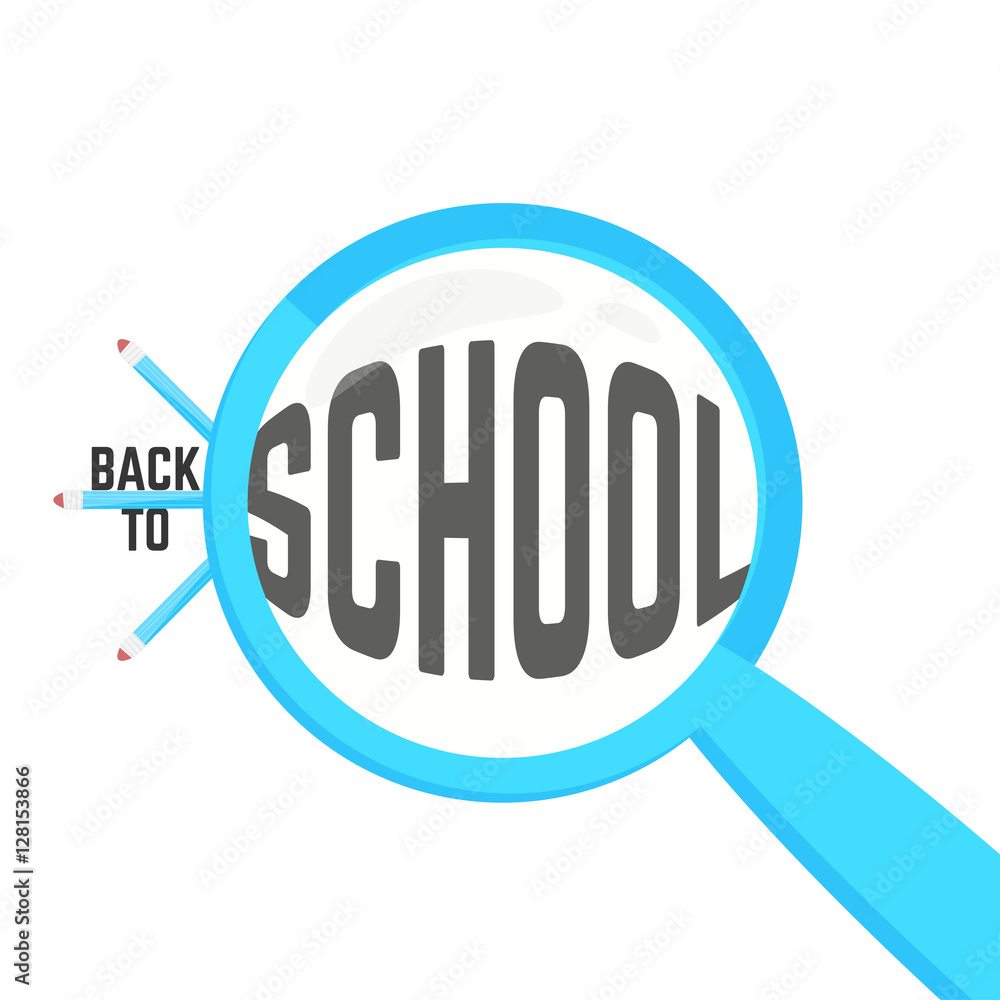 Cartoon colorful illustration with magnifying glass back to school. Vector Cartoon colorful illustration with magnifying glass back to school. Vector