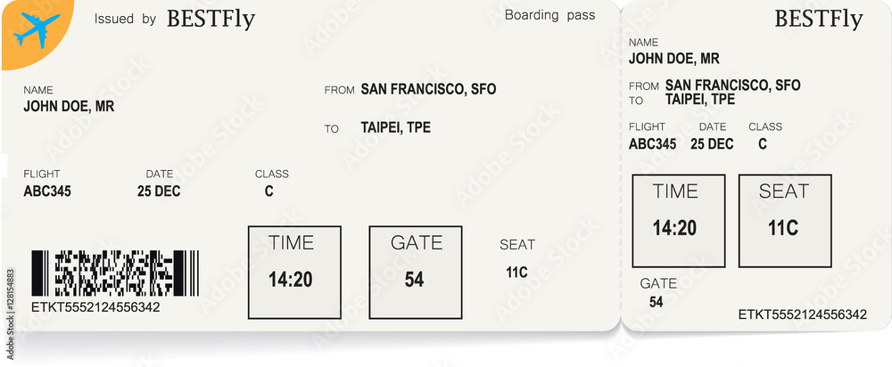 Pattern of green airline boarding pass ticket. Concept of travel ...