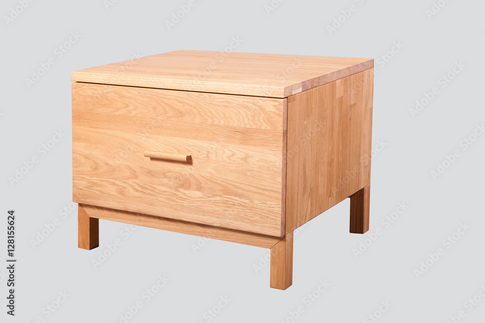 Nightstand oak on a light background in studio Nightstand oak on a light background in studio