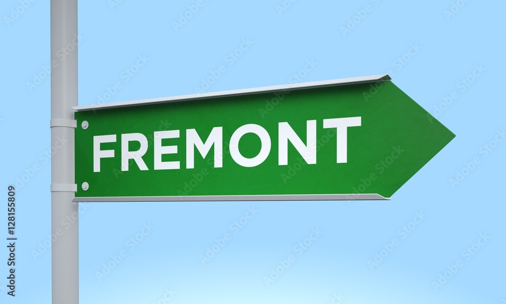 3d rendering illustration right  direction road sign fremont
