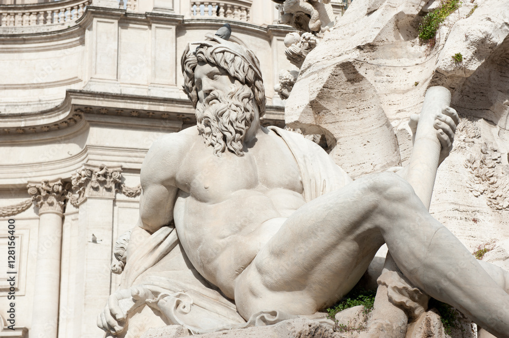 Obraz premium Fontana dei Quattro Fiumi (Fountain of the Four Rivers), Piazza Navona, Rome, Italy