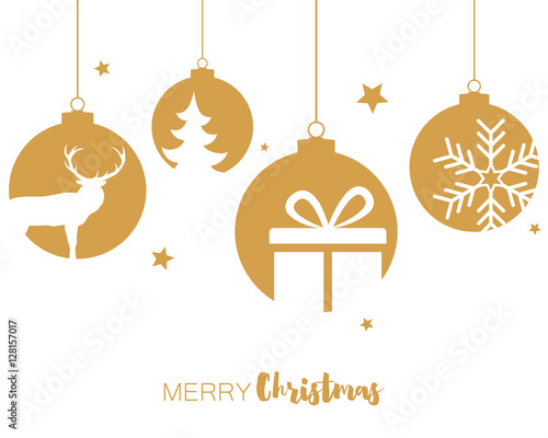 Hanging gold baubles and Christmas decorations