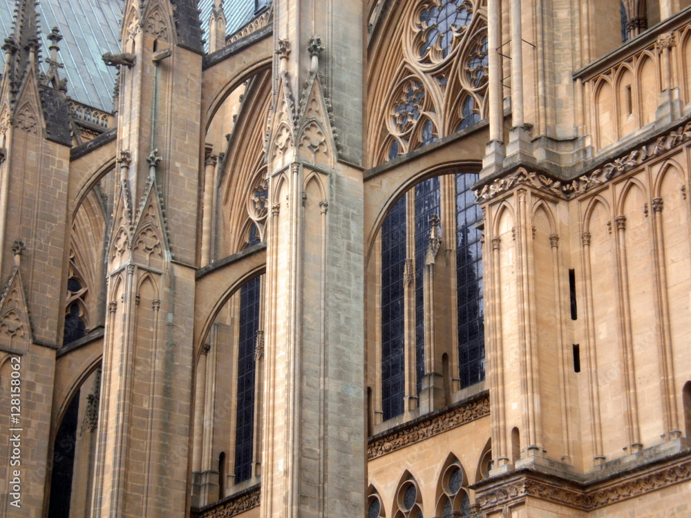 detail of a gothic and medieval cathedral (Saint-Etienne of Metz)