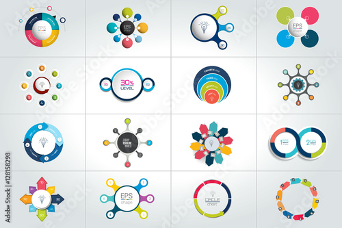 Mega set of circle, round  infographic templates, diagrams, graph, presentations, chart. Business concept.