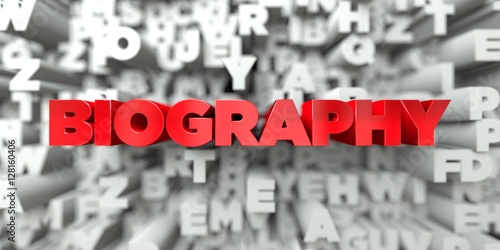 Фотография BIOGRAPHY -  Red text on typography background - 3D rendered royalty free stock image